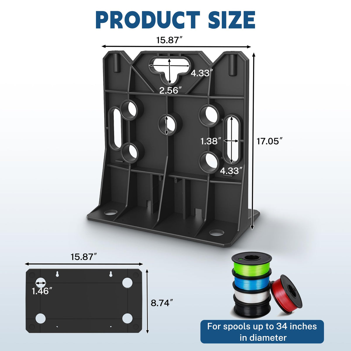 ZNZMAIO Wire Spool Rack, Multi Purpose Wire Dispenser for industrial Use, 330lbs Capacity Heavy-Duty Dispenser Holder 34'' Diameter 1-Pair Set(Black) (black)