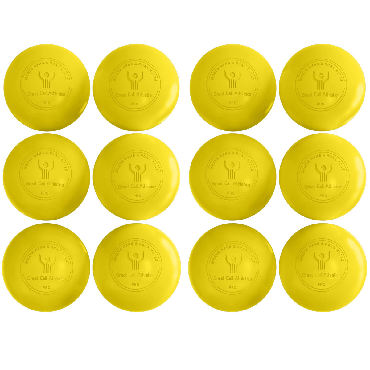 GCA Pro Lacrosse Official Game Ball NFHS College Approved Velocity 6 Pack LAX Field Tournament Rubber Practice (Yellow, 6 Balls)