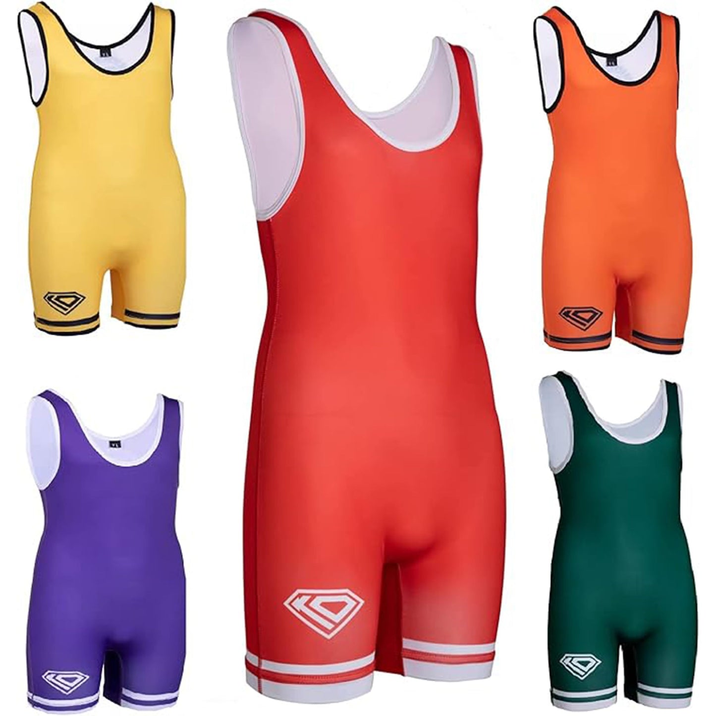 KO Sports Gear Unisex Wrestling Singlet for Youth Wrestlers - Wrestling Singlet for Boys & Girls - Bold Durable Uniform, Stretchy Breathable Material - Red, Youth Large