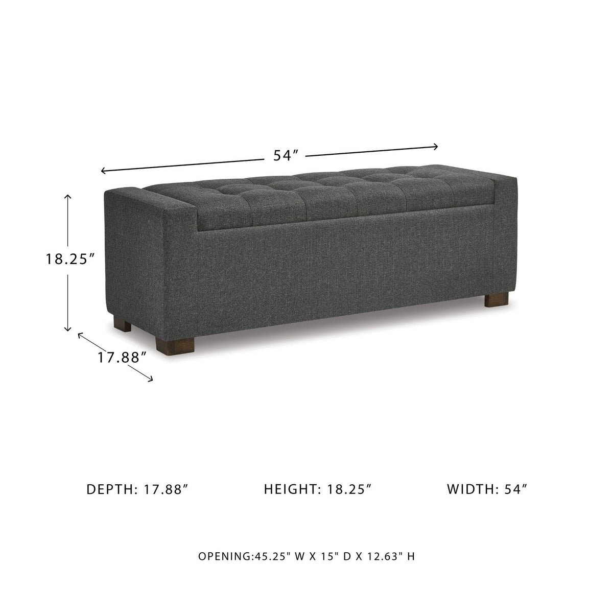 Signature Design by Ashley Cortwell Ottoman Tufted Entryway Storage Bench, Charcoal Gray