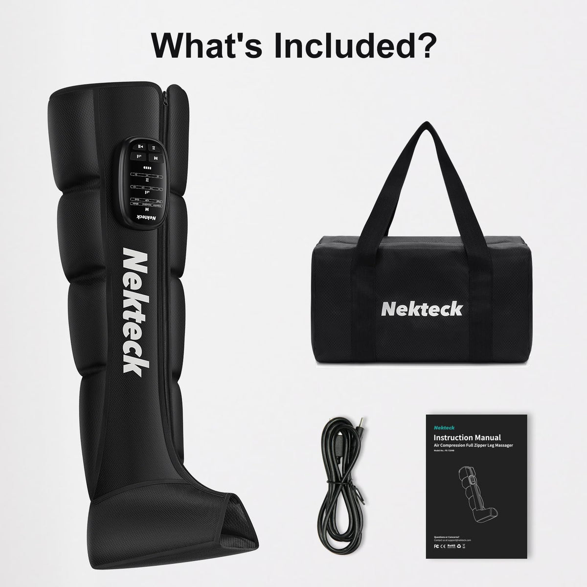 Nekteck Cordless Leg Compression Massager, Rechargeable Massage Tools for Circulation and Pain Relief, Portable Full Leg Boots, Gifts for Mom Dad Men Women, Single Unit