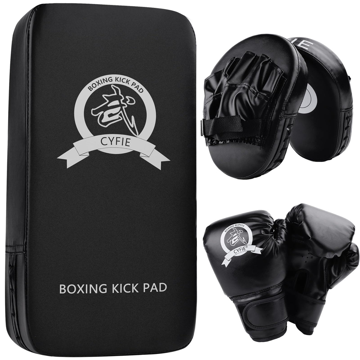 SEISSO Kickboxing Gloves Boxing Kick Pads Punching Mitts Set for Taekwondo Karate Training Target Focus Muay Thai Pads Punch Kicking Strike MMA Martial Art for Kids Adults