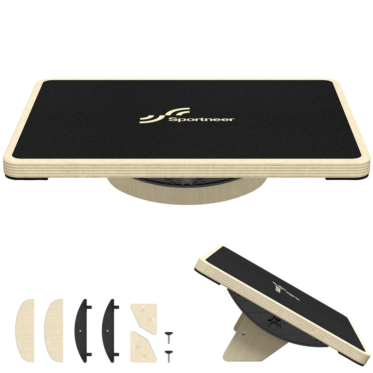 Sportneer 2-in-1 Balance Board – Adjustable Wobble & Slant Board for Core Strength, Stretching, Rehab, Standing Desk, Home Gym Workout