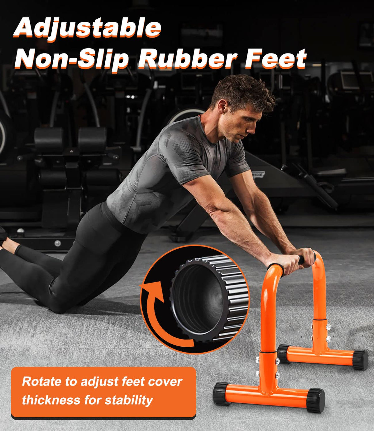 TABEKE Push Up Bar, 12" High Parallettes Bars & Dip Bar With Full-Cover Foam Handles, No Wobbling Calisthenics Equipment For Handstand, L-Sit, Gymnastics, Strength Training Home Gym