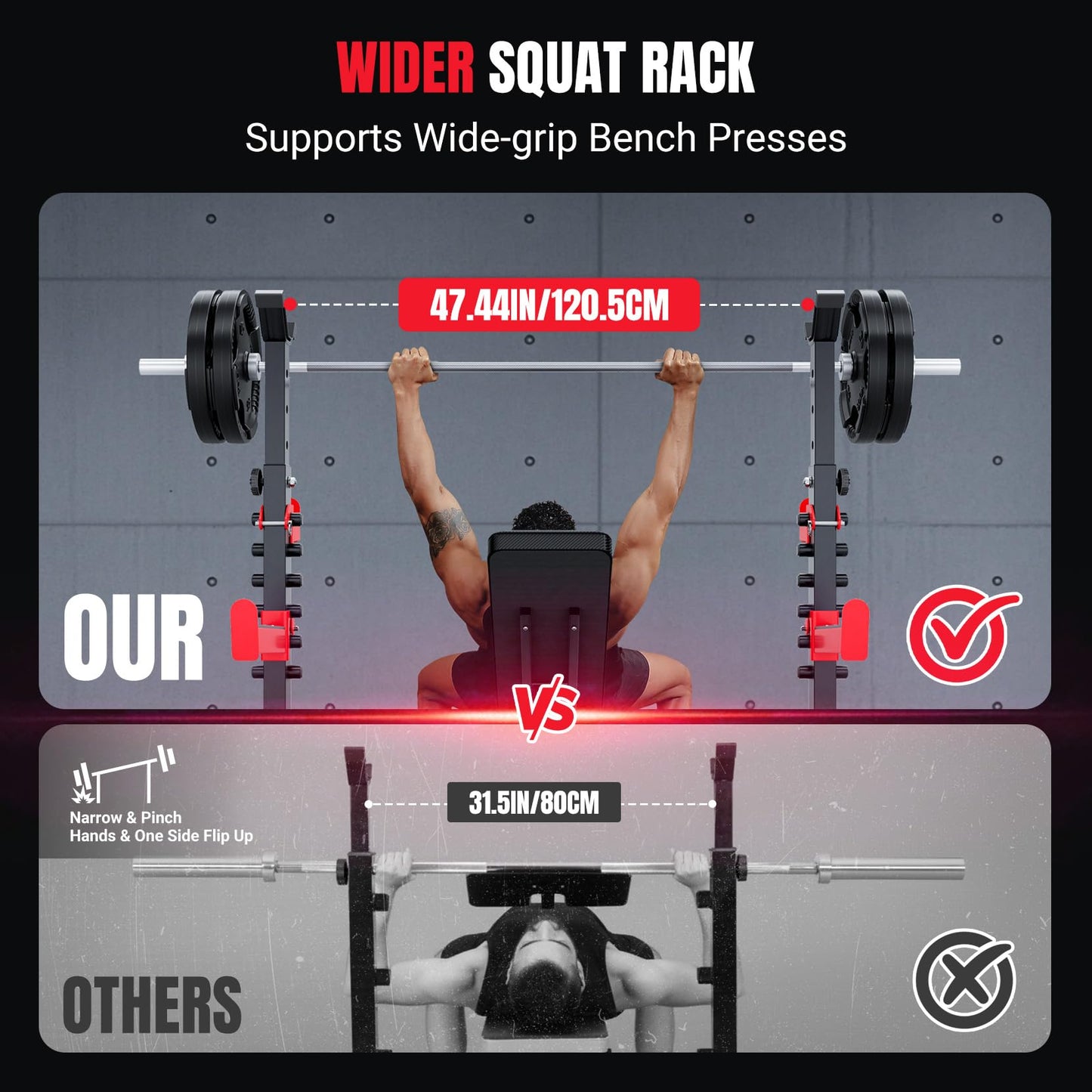 Yoleo 1980LBS Weight Bench with Rack - Bench Press Set, Leg Extension, Preacher Curl & Flat/Incline/Decline Full Body Workout Bench, Adjustable Olympic Weight Benches for Home Gym(47.44IN WIDE GRIP)