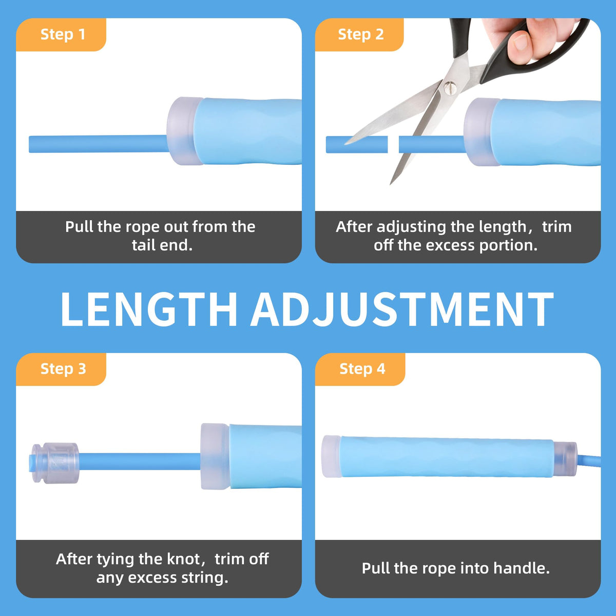 YUEDONG 7mm Thick Weighted Jump Rope for Fitness - Adjustable Heavy PVC Skipping Rope with Ball Bearings, Wave Texture Ergonomic Anti-Slip Silicone Handles for Intense Cardio Workout Men Women Adults(1, BLUE, 7MM)