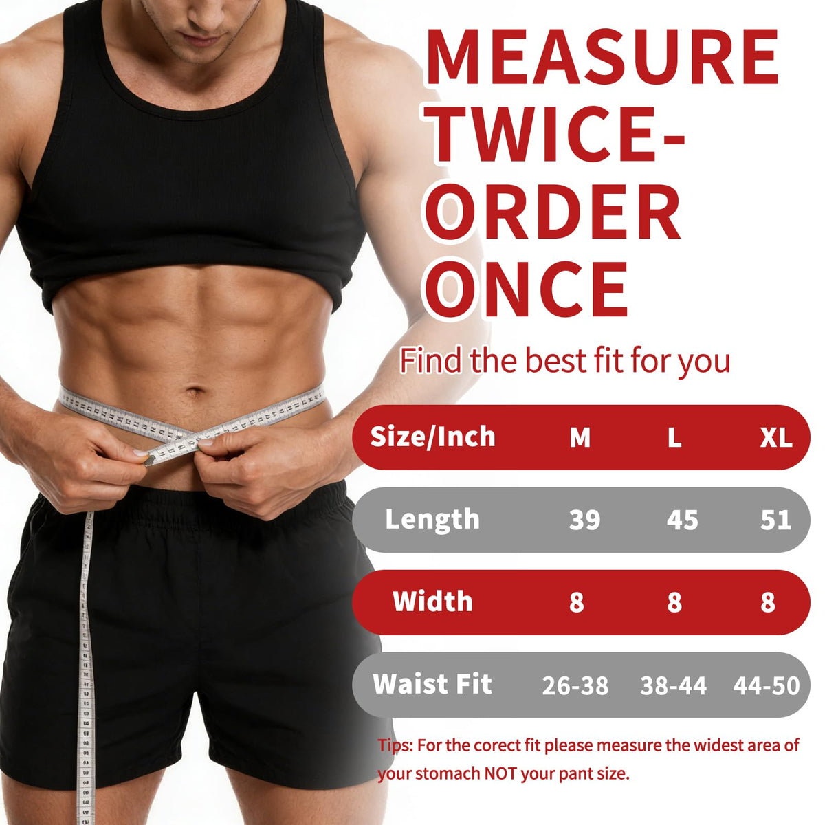 NEWCOO Sweat Waist Trainer For Women Men Waist Trimmer Sweat Belt Band Stomach Wrap Faja For Workout Weight Loss Lower Belly Fat Black