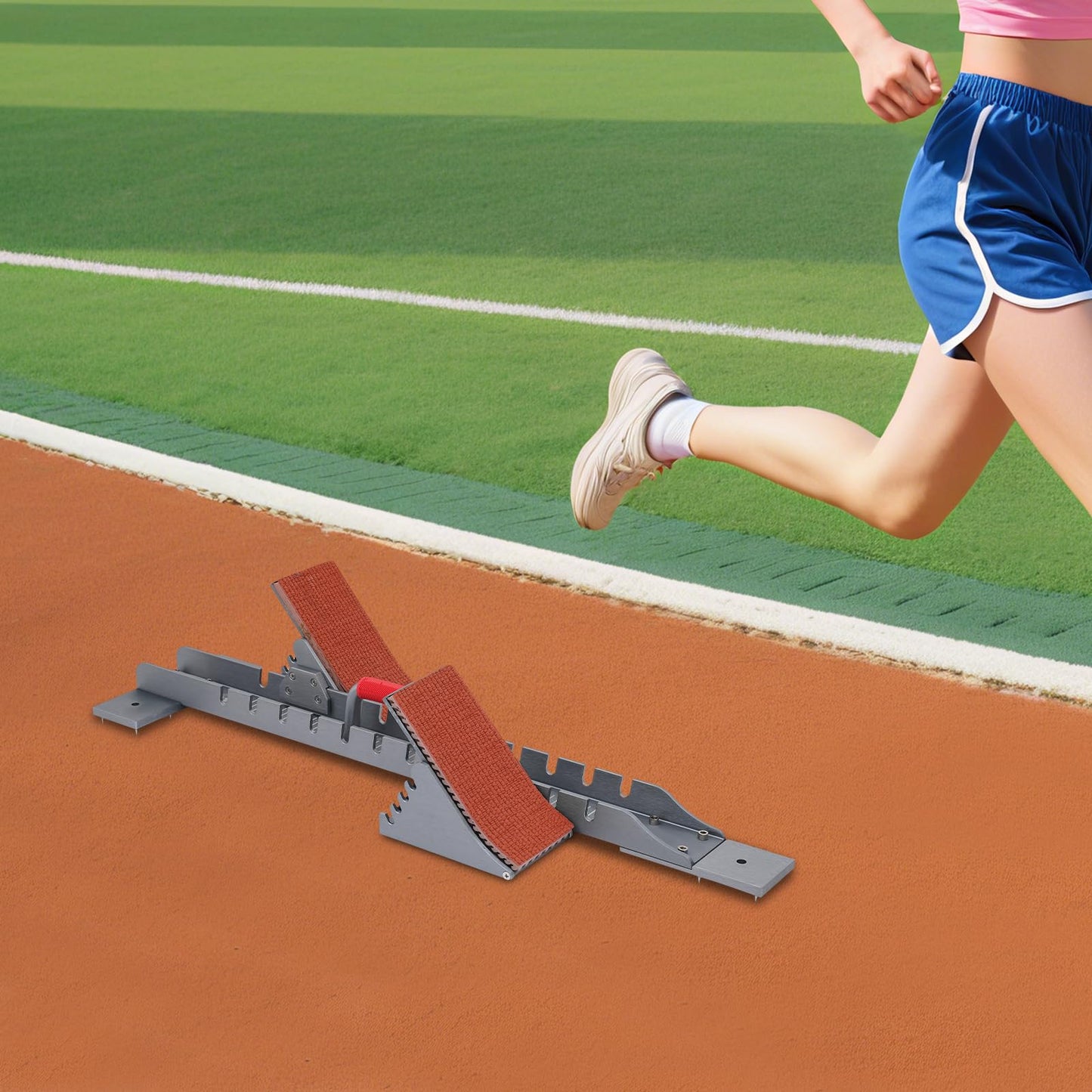 GONGDUN Running Starting Blocks Adjustable Aluminum Alloy Track Starting Block for Competition 4-Angle Adjustable Pedals Equipment for Cinder & Plastic Tracks (9.44 * 35.43in)