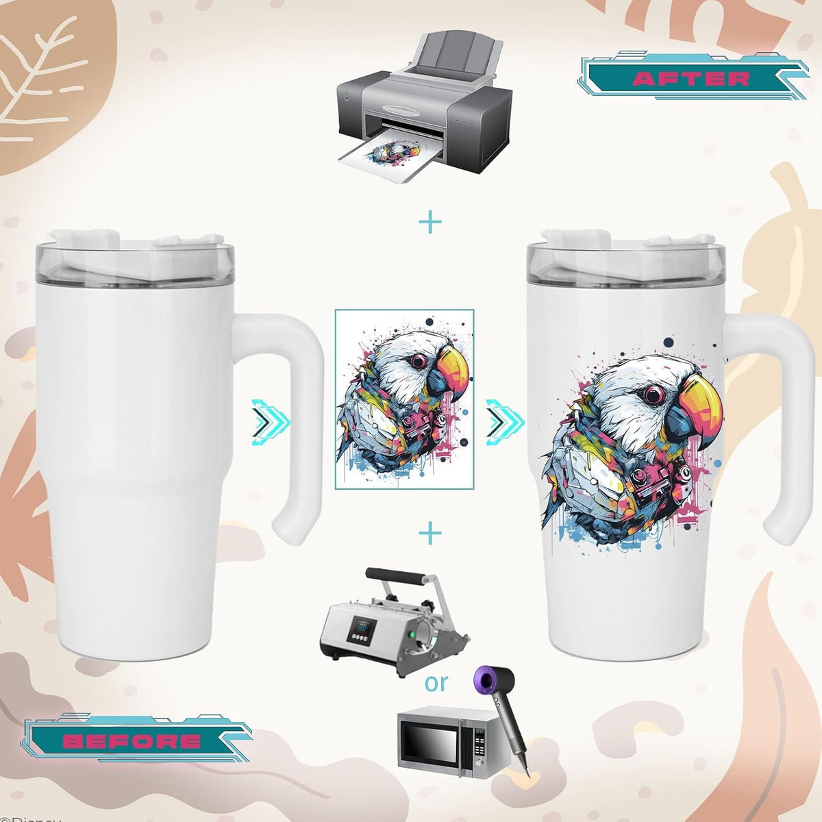 ZREGGUR 20 oz Sublimation Tumbler with Handle 12pcs, Keep Cold 24 Hours Stainless Steel Tumbler with Lid and Straw &Brush Double Wall Vacuum Reusable Sports Water Bottle with Handle Travel Coffee Mug