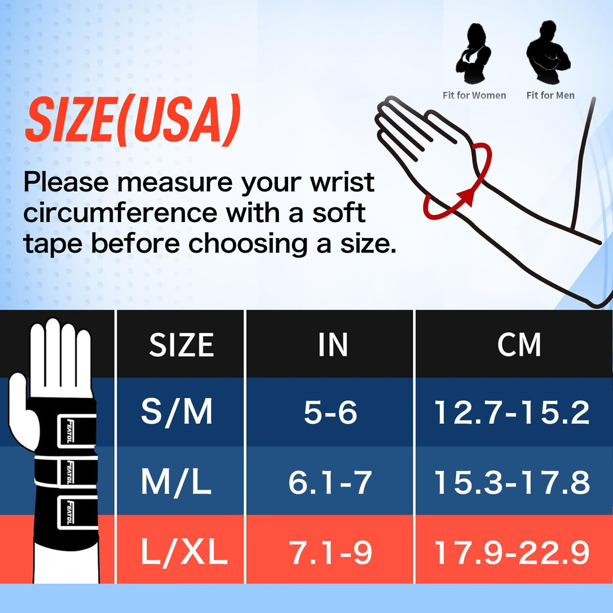 FEATOL Carpal Tunnel Wrist Brace Night Support, Thumb Spica Splint Right Hand for De Quervains Tenosynovitis, Tendonitis, Thumb Brace for Women Men, Black Blue, Large/XLarge