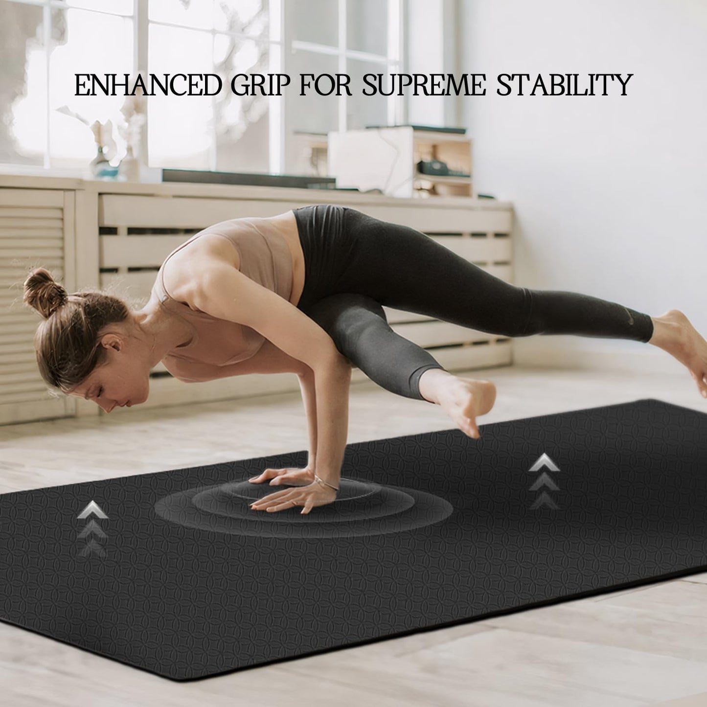 VTORY Extra Large Yoga Mat 6'x 4'x 6mm (1/4in) Thick Exercise Mat for Men and Women, Non-Slip, Durable Workout Mat for Home Workout, Yoga, Pilates, Stretching (Black)