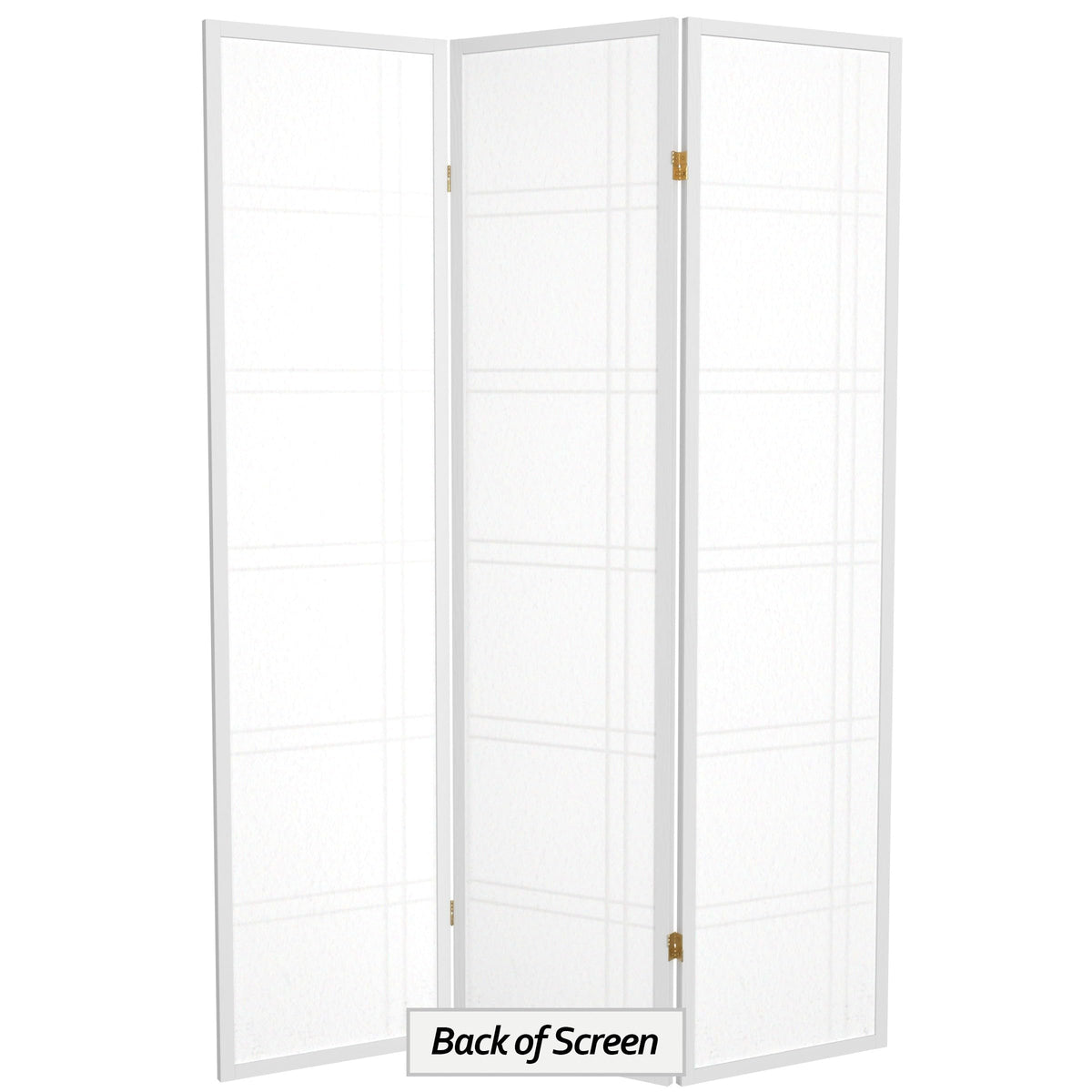 Red Lantern 6 ft. Tall Double Cross Shoji Screen - White - 3 Panels