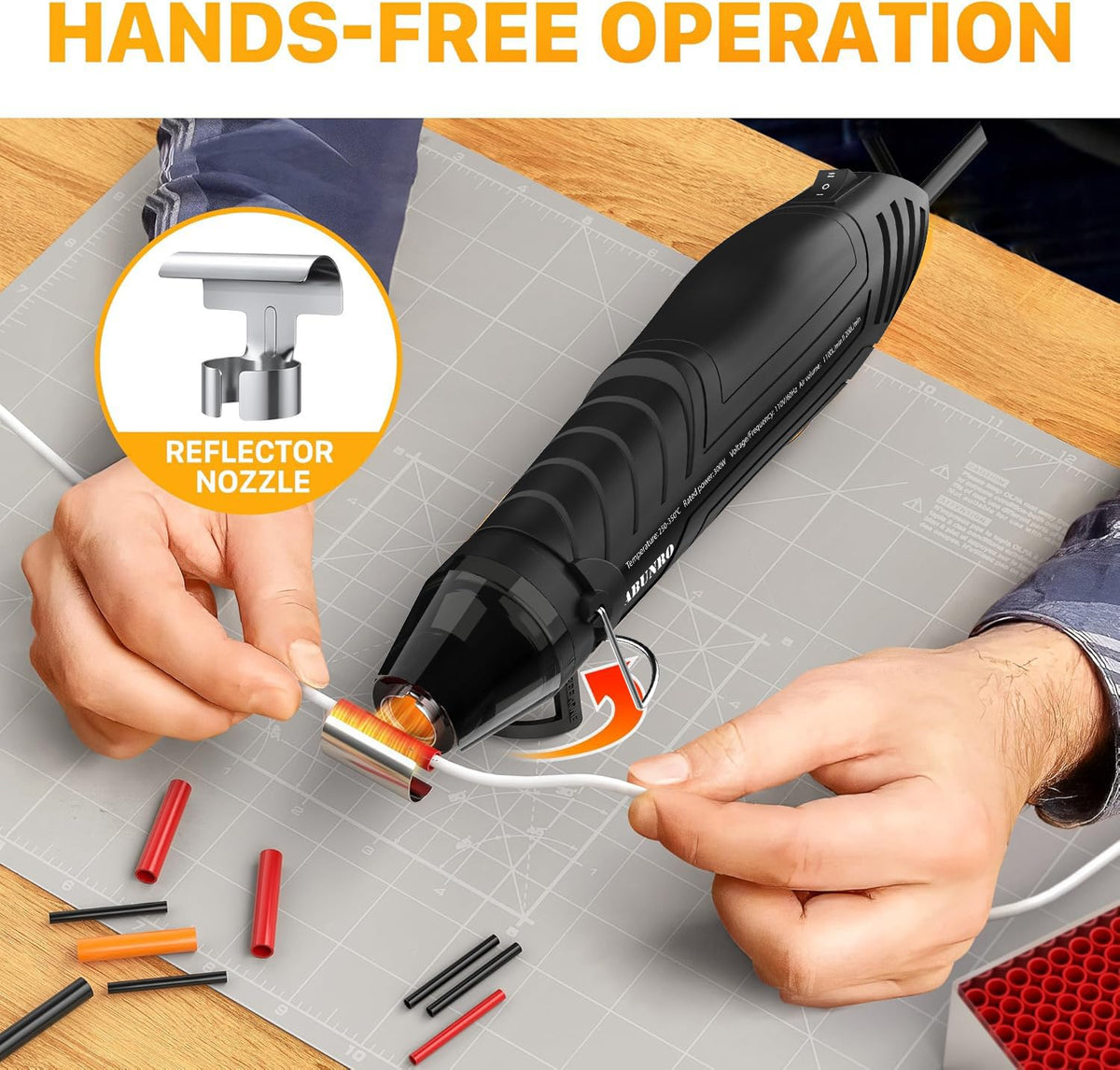 Heat Gun, Uptdae Version 110V 300W Mini Handheld Hot Air Gun with 6.6ft Cable, Portable Heat Gun For Crafting, Embossing, Shrink Wrapping PVC, Drying Paint, Clay, Rubber Stamp