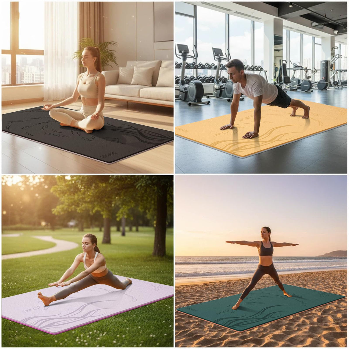 ONLYHE Extra Wide Thick Yoga Mat for Women and Men 76"x 40"x 10mm TPE Exercise Mat, Large-sized Non-slip Gym Yoga Mat,Workout mat,Pilates (Orange + Grey)