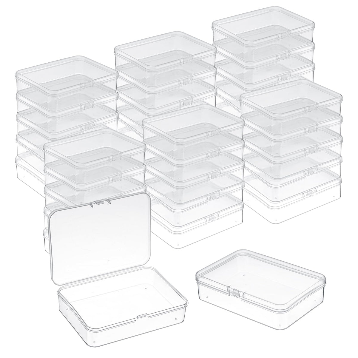 30 Pcs Small Plastic Containers with Lids, 4.13"×2.95"×0.98"Mini Plastic Clear Bead Storage Containers Case Rectangular Craft Storage Boxes with Lids for Jewelry Beads Craft Hardware Pins