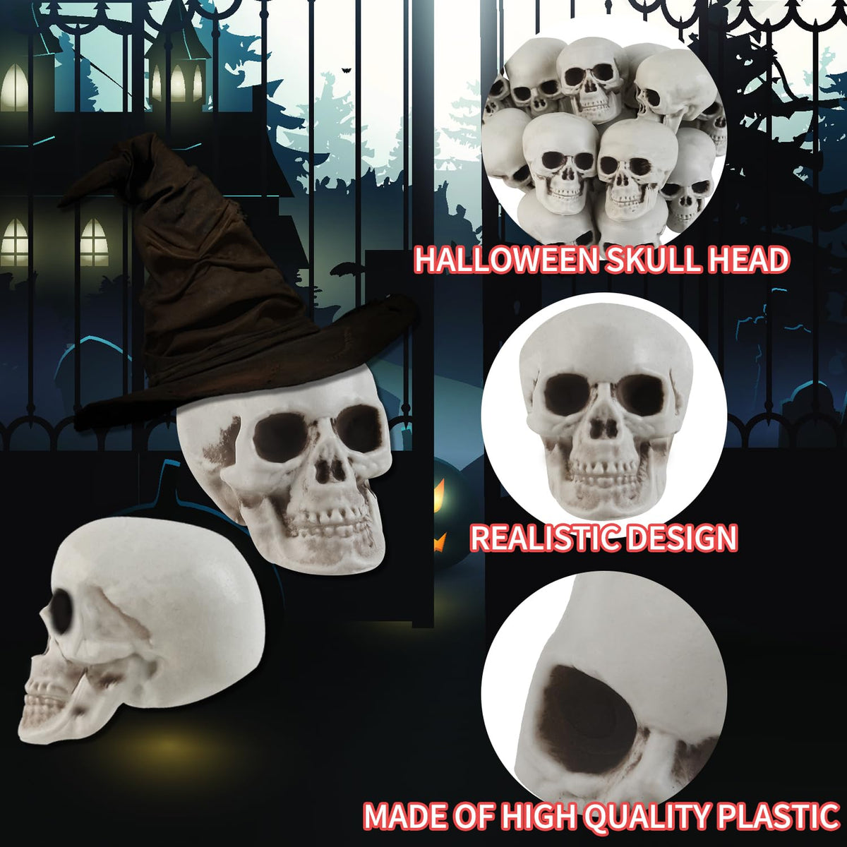 Junware 20 Pcs Halloween Skulls Realistic Looking Skulls Skeleton Head for Halloween Bar Home Table Decoration Model Human Skeleton Statue (1.6 x 1.8 x 2.3 Inches)