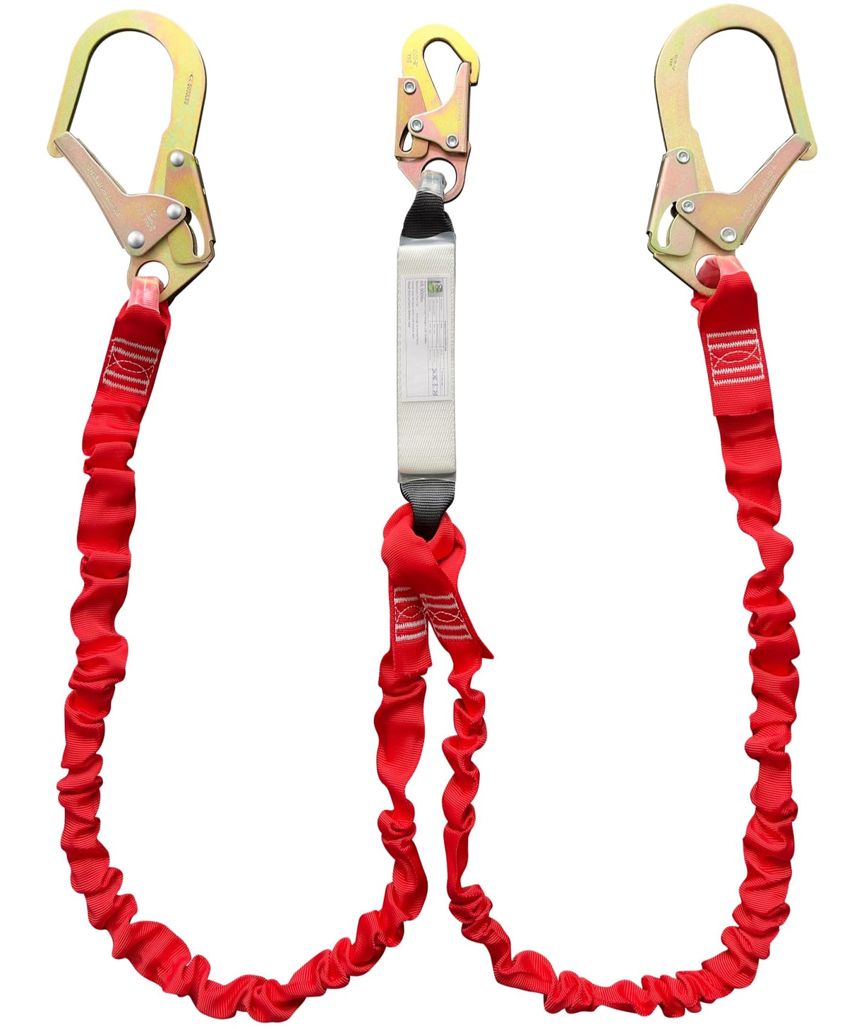 Safety Harness Fall Protection Lanyard-6FT Double Leg Internal Shock Absorbing Safety Lanyard for Consturction,Roofer, Scaffolding -Heavy-Duty Hooks| OSHA & ANSI Rated(Red, 2 Leg)