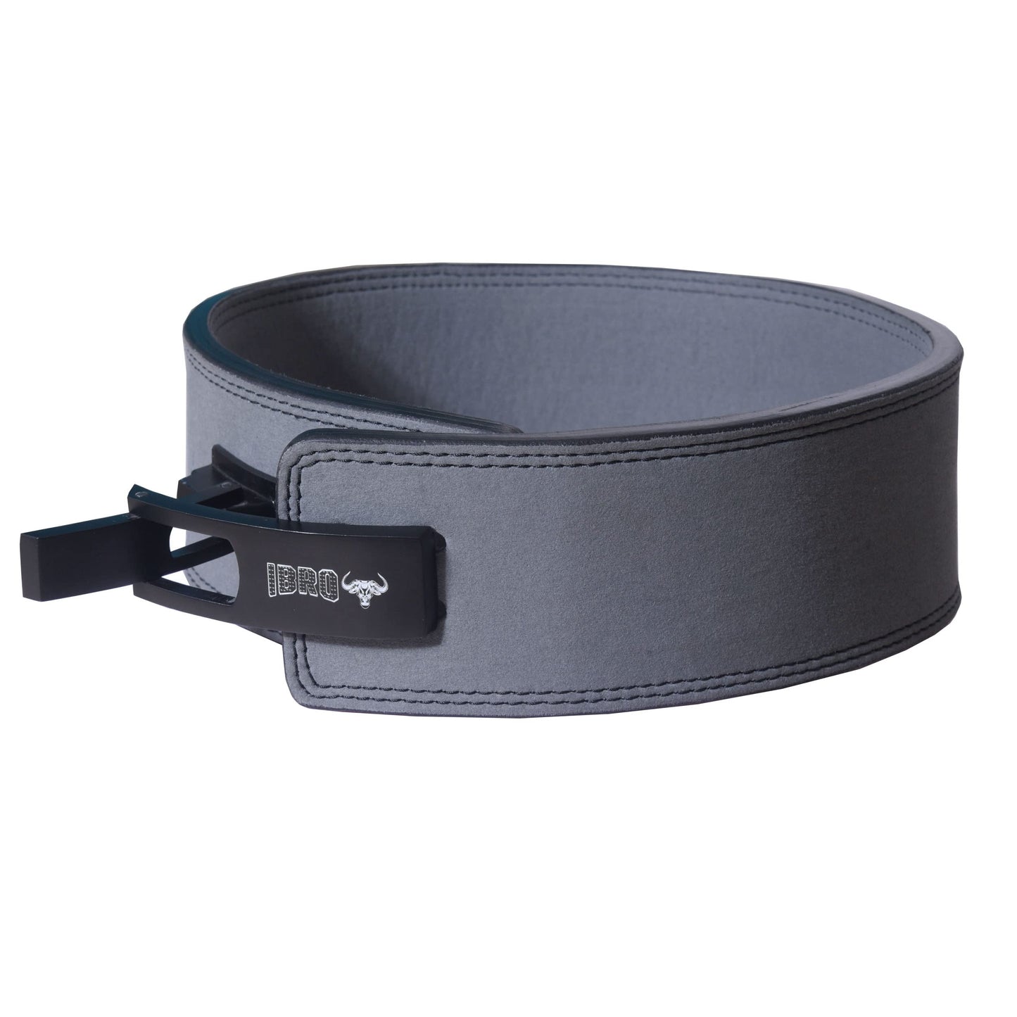 IBRO Powerlifting Lever Gym Belt – Power 10MM Extreme Heavy Duty Genuine Leather Belts - Squats Deadlifts Bodybuilding Weight Lifting IPF Power Lifting Strongman for Men 10mm Grey XL