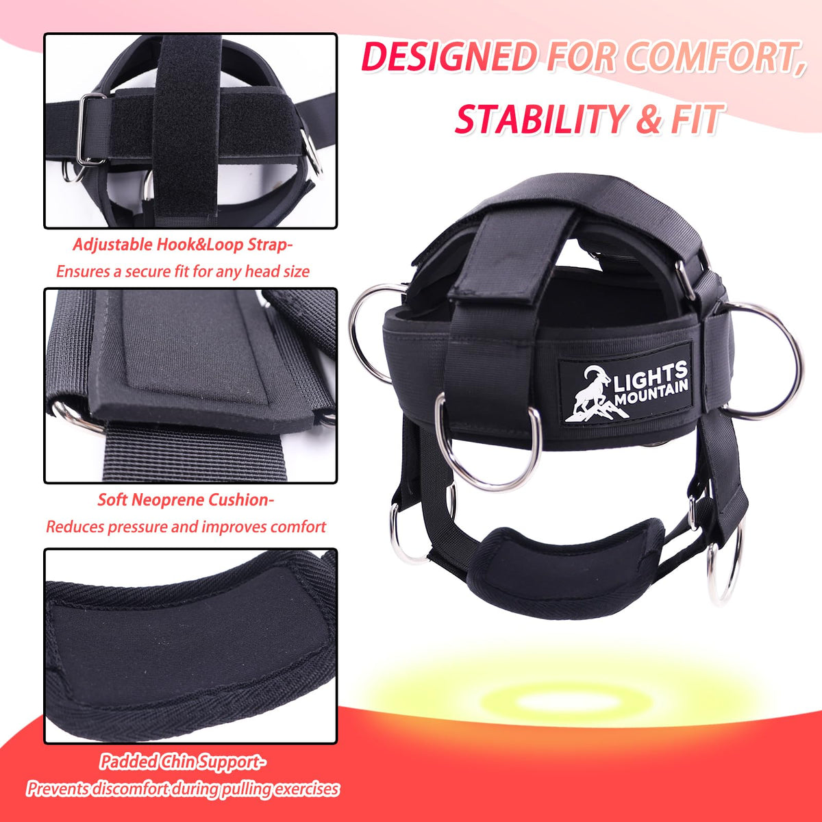 Adjustable Neck Harness with Pulley System & Resistance Bands – Multi-Directional Neck Weight Lifting Training for Strength, Stability & Posture – Padded Head Strap for Athletes & Fitness