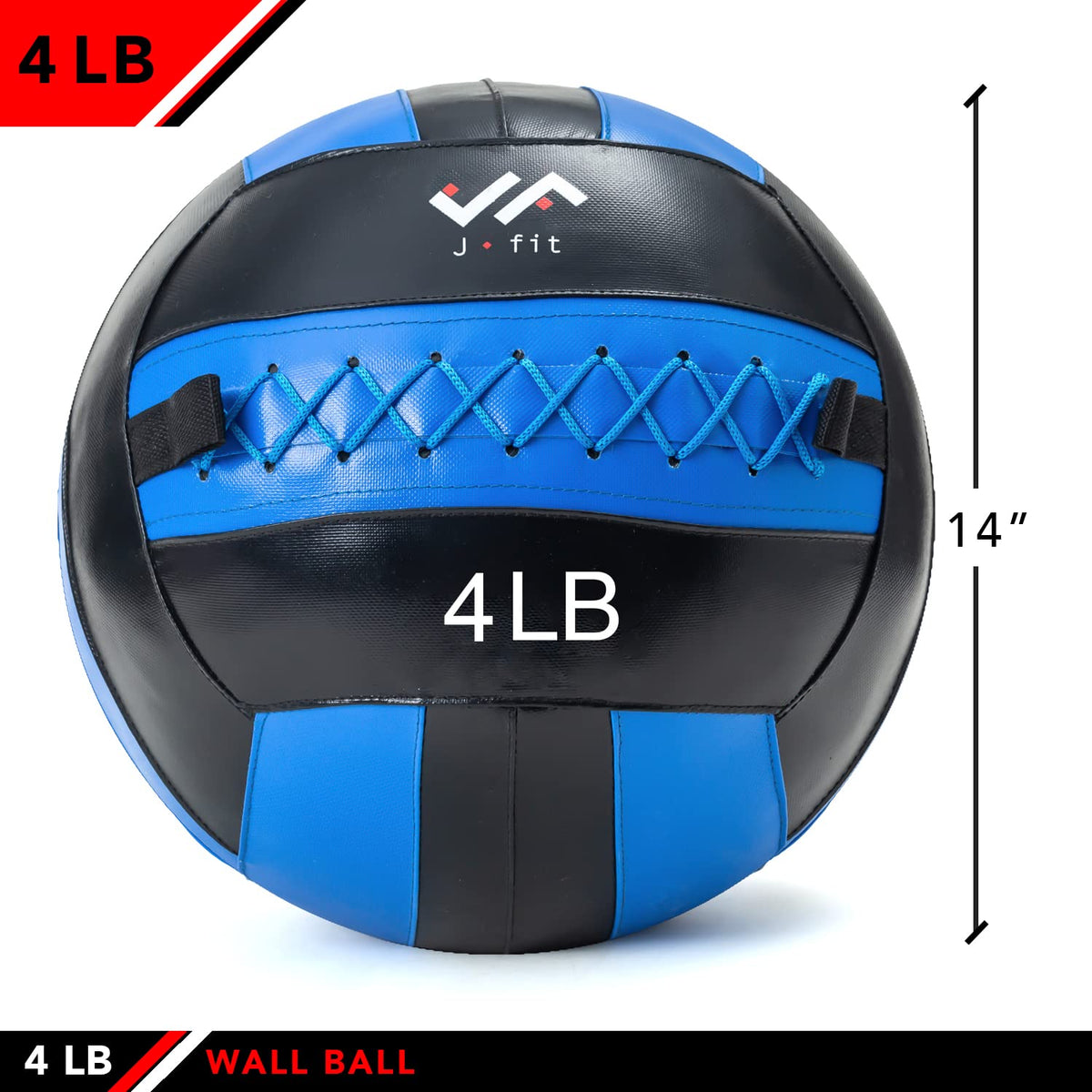 JFIT Soft Wall Medicine Ball, 4 LB, Blue/Black