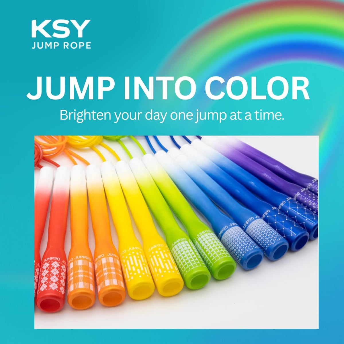 KSY Rainbow Jump Rope (J-710, Red) – Adjustable Cardio Rope for Women’s Fitness & Home Workouts | Soft-Grip Handles, Smooth PVC Cable, Lightweight Design | Made in Korea