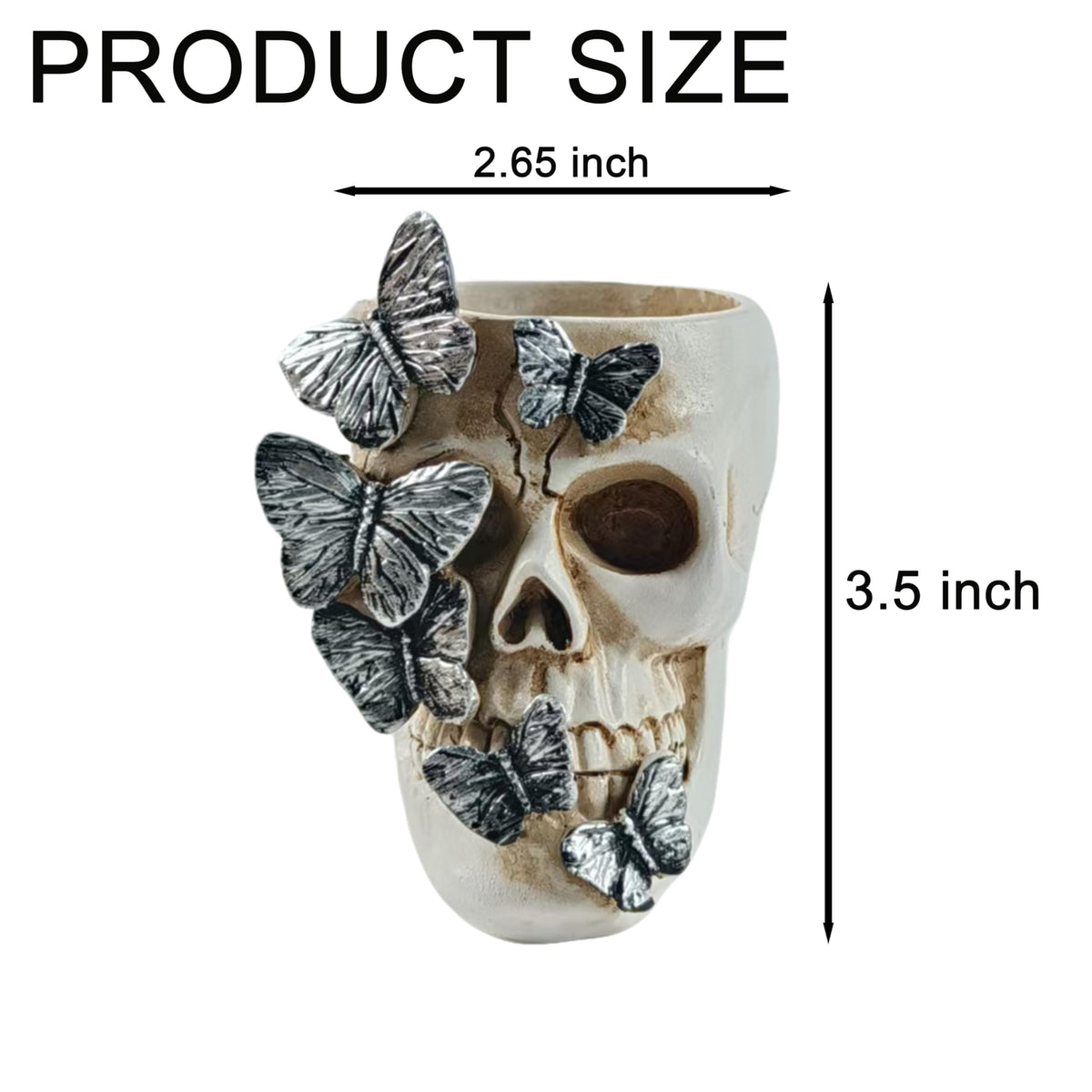 FJXMMT Skull Pen Holder, Skull Desk Accessories Holder Gothic Toothbrush Holder, Halloween Decor for Home Office School, Gift for Skull Lovers