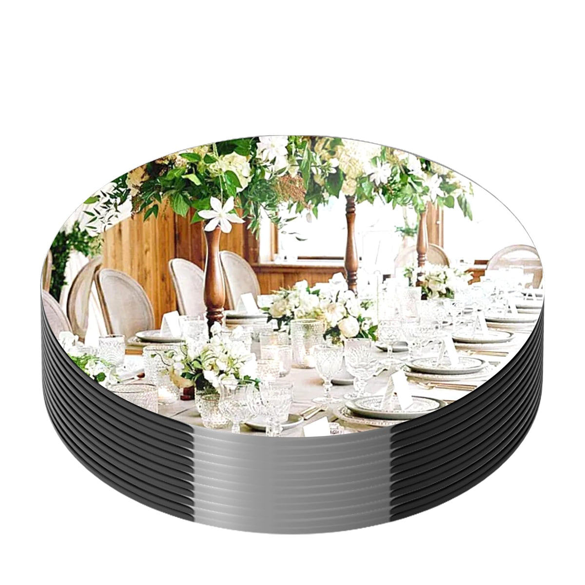 13Pack Round Mirror for Table Centerpices Self Adhesive Acrylic Circle Wall Mirrors Centerpieces for Tray Candle Plate for Wedding Christmas Table Birthday Party Decor (8inch,10inch)