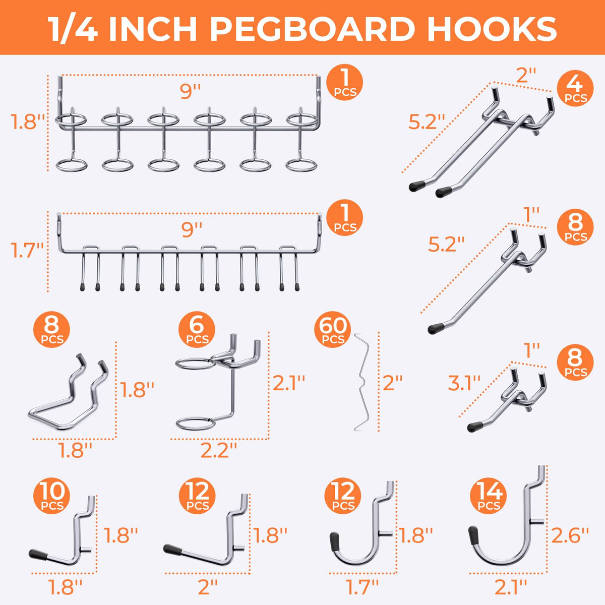 INCLY 90PCS Pegboard Wall Organizer, 6 Pack Metal Peg Board Panels with 1/4" Pegboard Hooks Accessories Kit, Black Peg Board for Walls Home, Garage Tool Storage, Workbench Organization