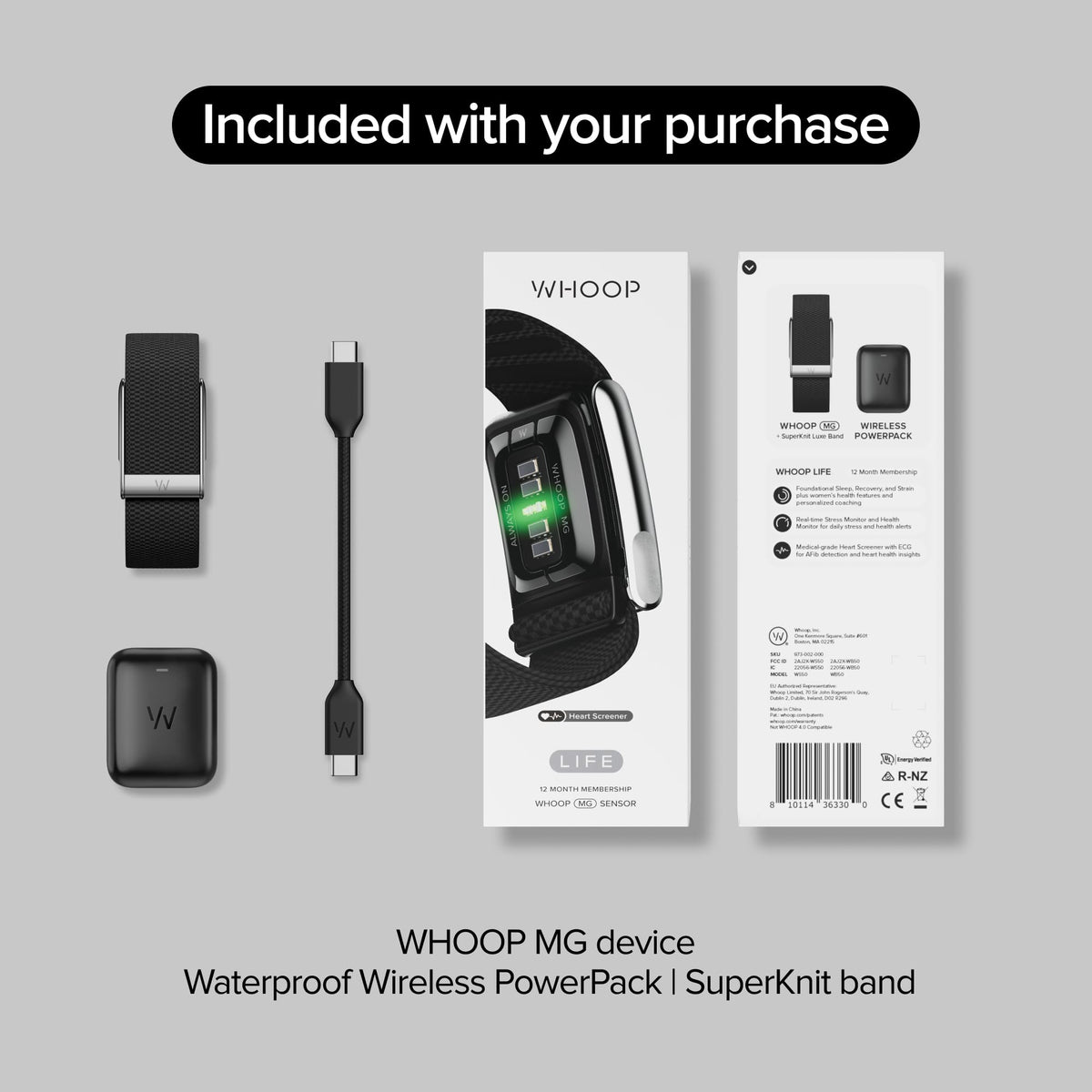 WHOOP Life - 12 Month Membership-24/7 Activity and Sleep Tracker, Personalized Coaching, Menstrual Cycle Insights- 14+ Day Battery Life