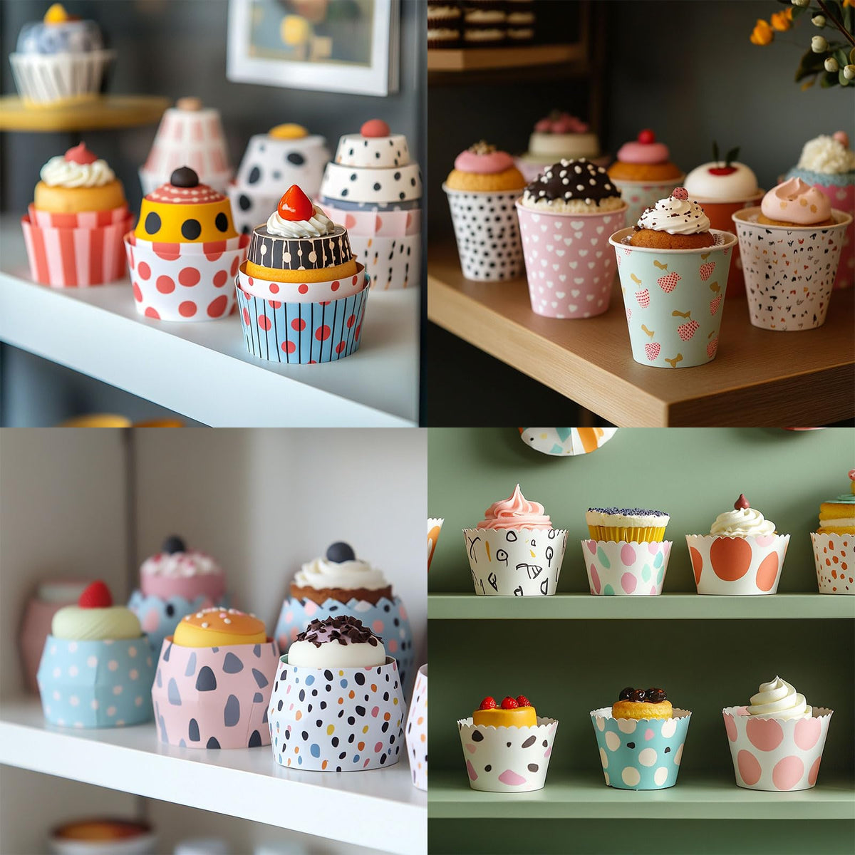 HARFINGTON 100Pcs Paper Baking Cups Small Brown Kraft Paper Muffins Liner Cupcake Greaseproof Disposable Bulk Wrappers for Wedding Birthday Graduation, Fruit