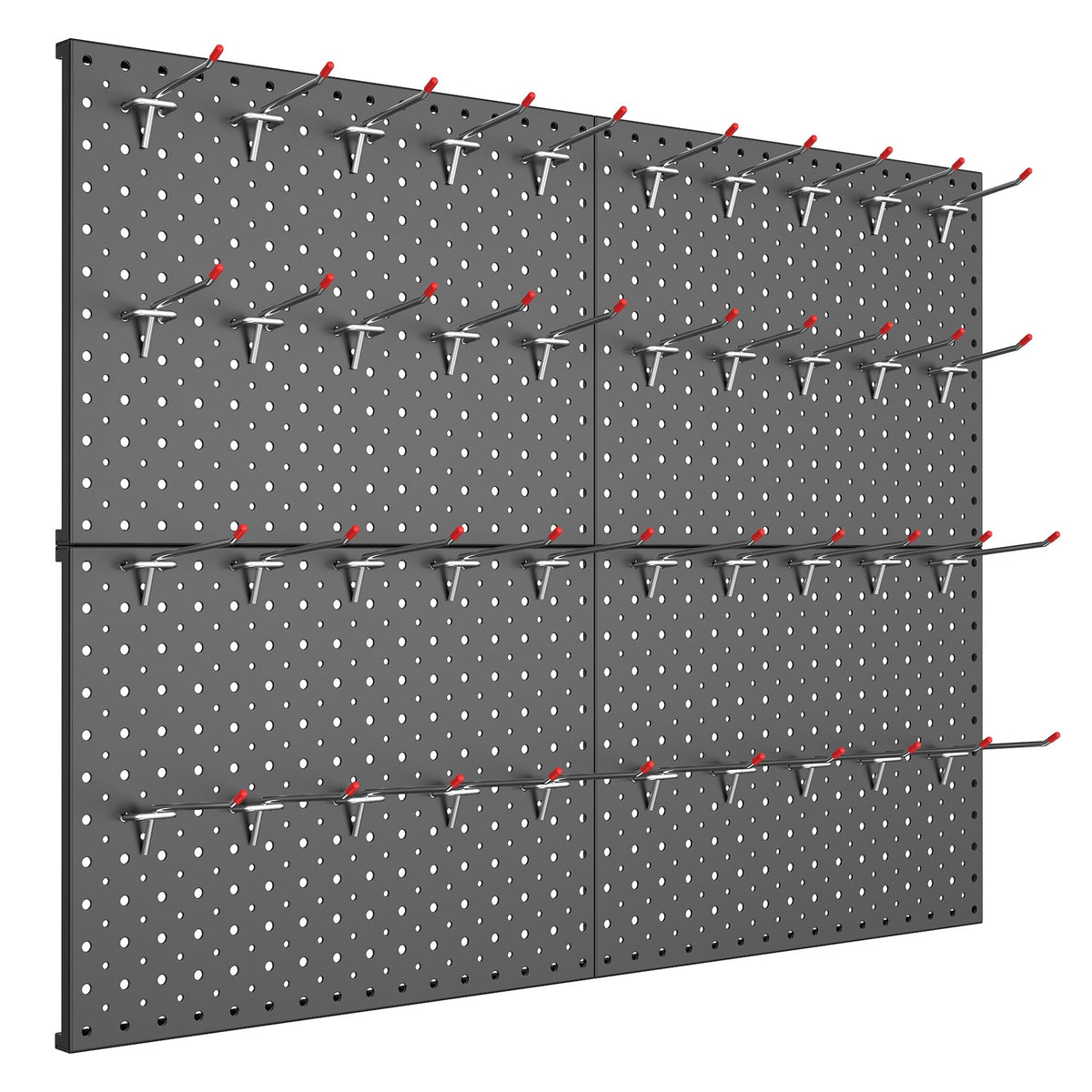 TORACK Metal Pegboard Panels and Hooks for Garage, Workbench, Shop, Shed Tool Organizer Peg Board with 1/8" & 1/4" Holes, Modular Wall-Mounted Pegboard with Pegboard Hooks(Black)