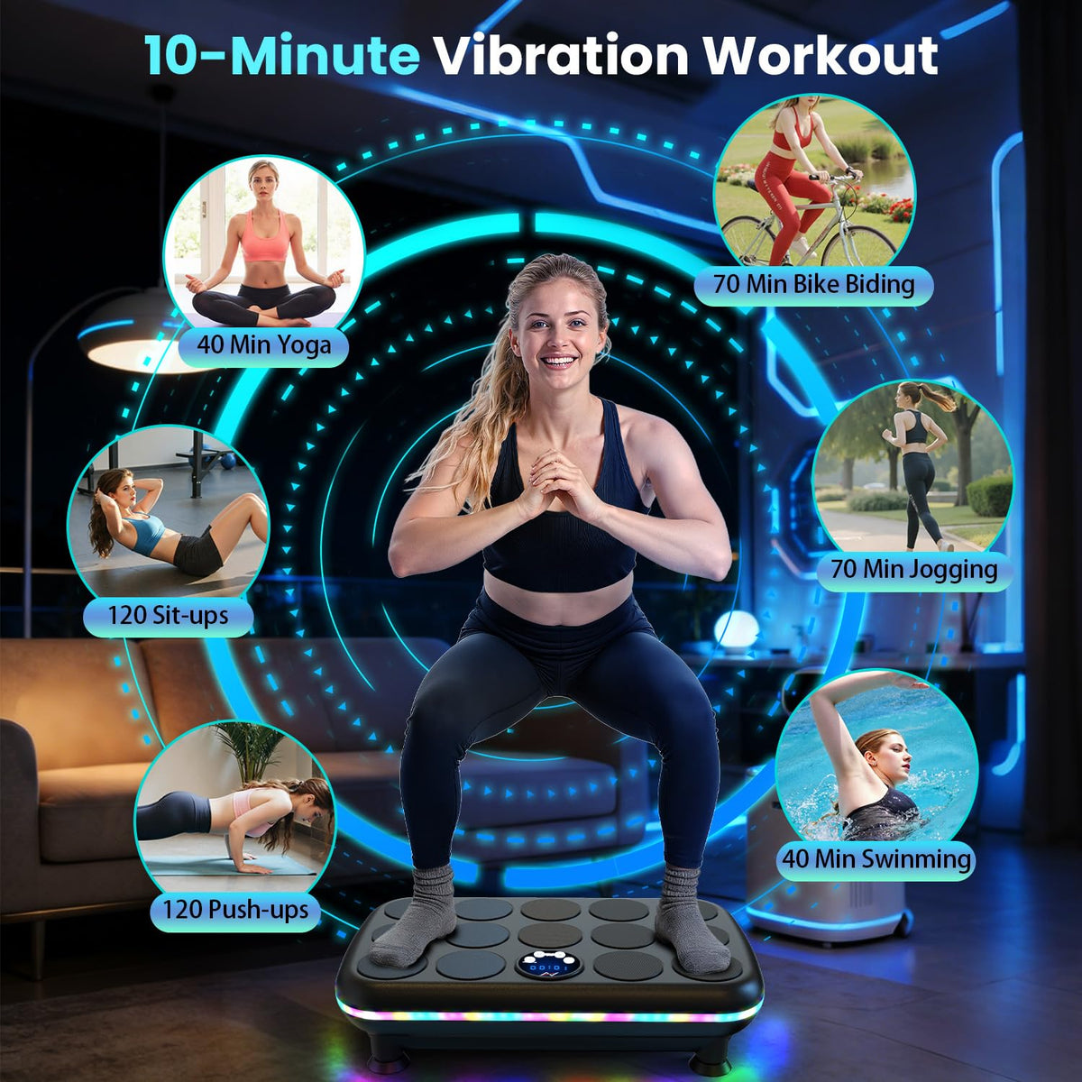 AXV Vibration Plate Fitness Platform Exercise Machine Vibrating Shaking Full Body Shaker Workout Vibrate Stand Shake Board Sport for Weight Loss Fat Burner for Gym Home Office