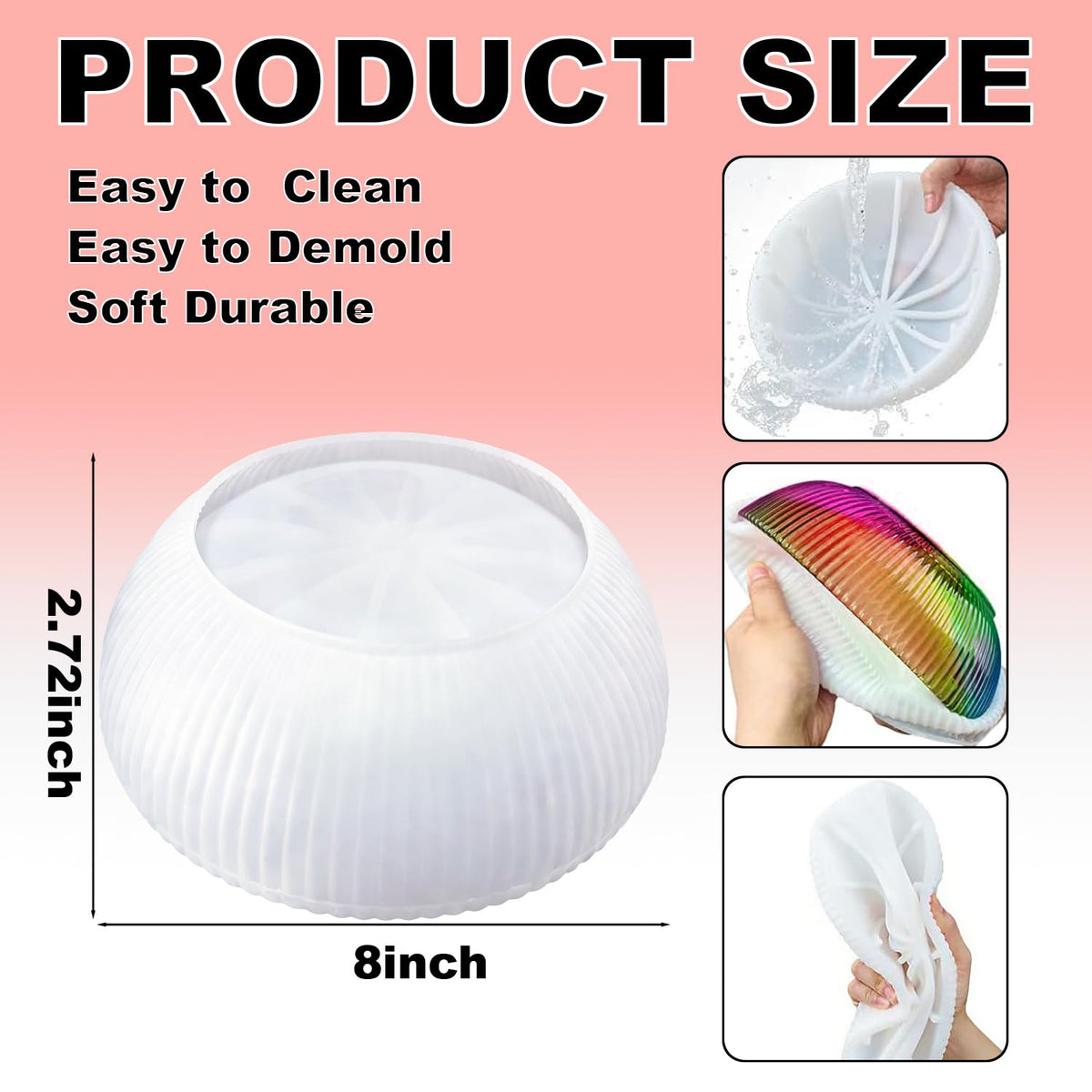 Large Bowl Resin Mold, Round Striped Deep Bowl Epoxy Resin Casting Mold, Big Container Storage Mold for Jewelry Candle Holder, Concrete Molds Succulent Pot Makeup Organizer, Home Decoration