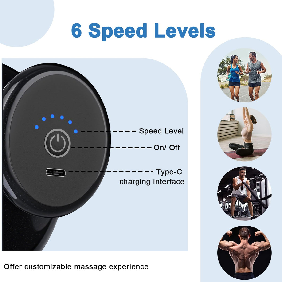 DEITY 4 Heads Handheld Massage Gun Deep Tissue, Electric Body Massager, Percussion Muscle Massager for Easing Shoulder and Back Tension, with Reverse Thrust Function
