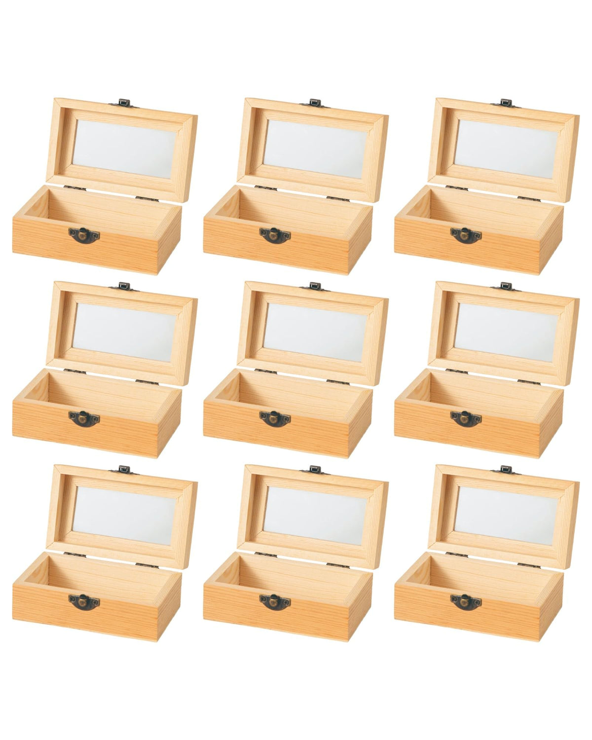 Xhqsulsclac 12 Piece Small Wooden Box Unfinished Wooden Treasure Box with Lids for DIY Crafts (4.8 x 3.9 x 2.1 inches)