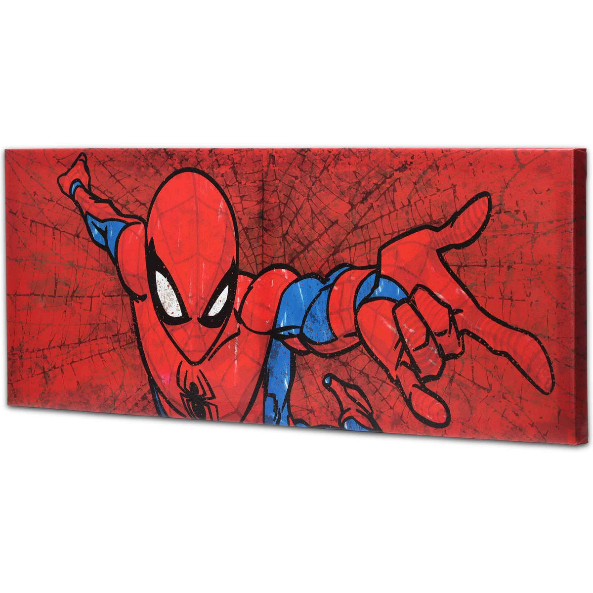 Open Road Brands Marvel Spider-Man Web Gallery Wrapped Canvas Wall Decor - Large Horizontal Spider-Man Wall Art for Man Cave or Movie Room