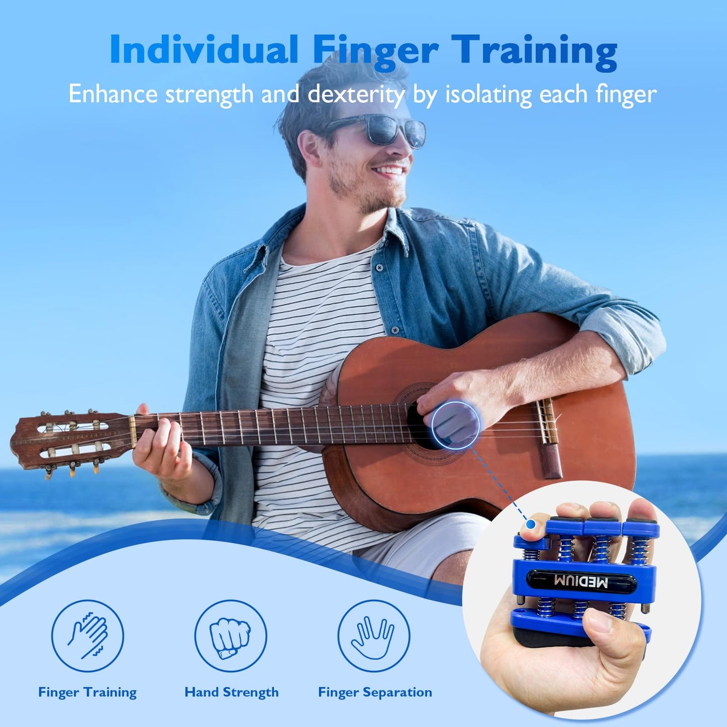 FitBeast Finger Strengthener, Finger Exerciser 2-Pack, Hand Exerciser for Improve Dexterity and Strength in Fingers, Hands, Forearms–Grip Strength Trainer for Musicians, Climbers (2 Piece Set)