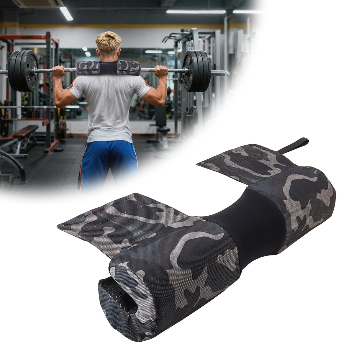 Tobefore Barbell Pad for Hip Thrusts & Squats - Extra Thick Non-Slip Cushion with Adjustable Strap, Fits Olympic/Standard Bars & Smith Machine