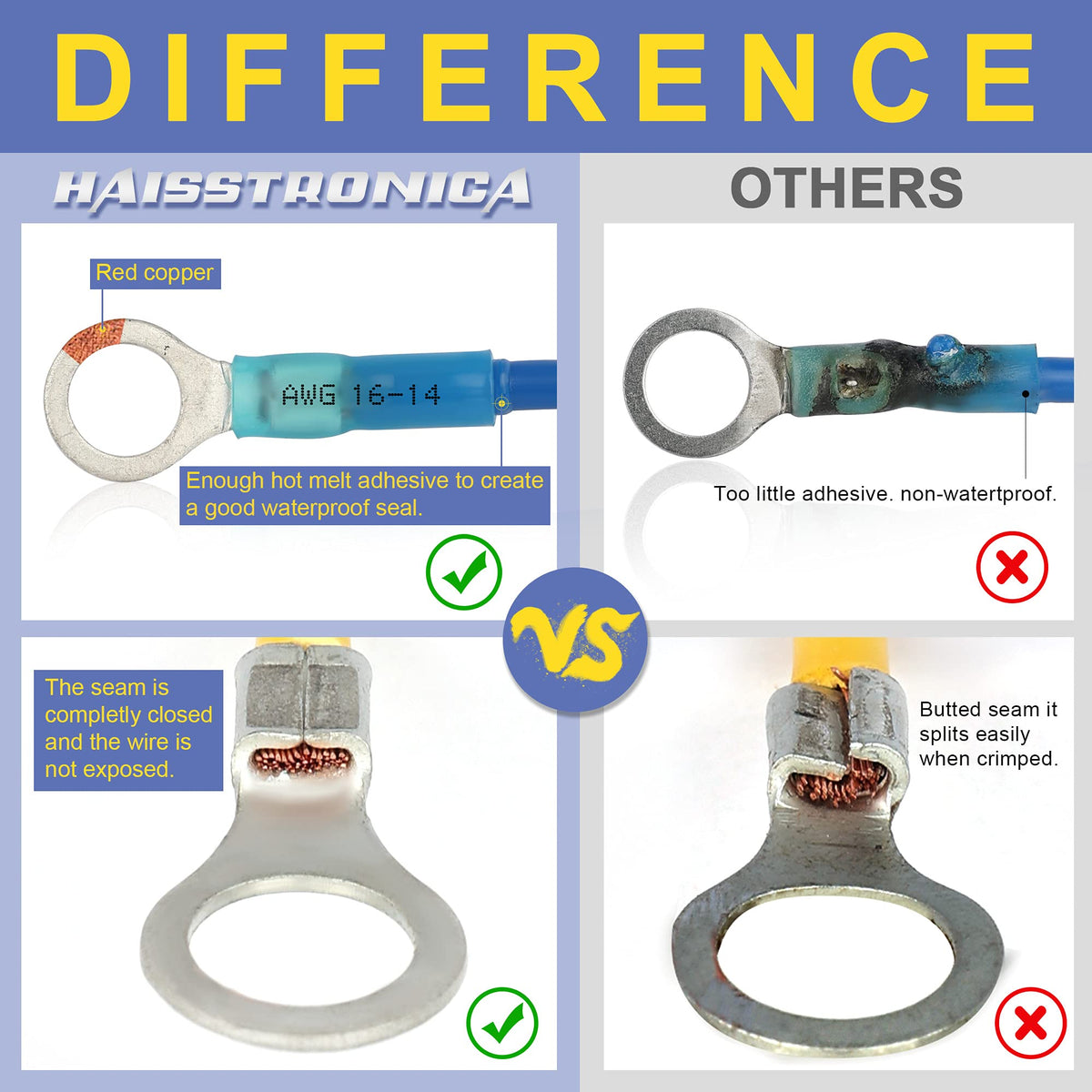 haisstronica Mini Heat Gun 350W+haisstronica 520PCS Marine Grade Heat Shrink Wire Connectors