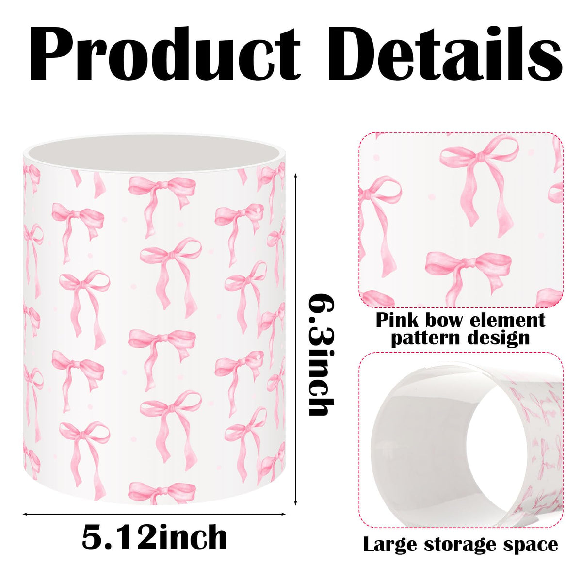WILLBOND Pink Bow Utensil Holder Coquette Acrylic Kitchen Decor Cooking Utensil Crock Preppy Storage Caddy Organizer Vase Decor for Kitchen Countertop Spoon Holder Jar Housewarming Gift