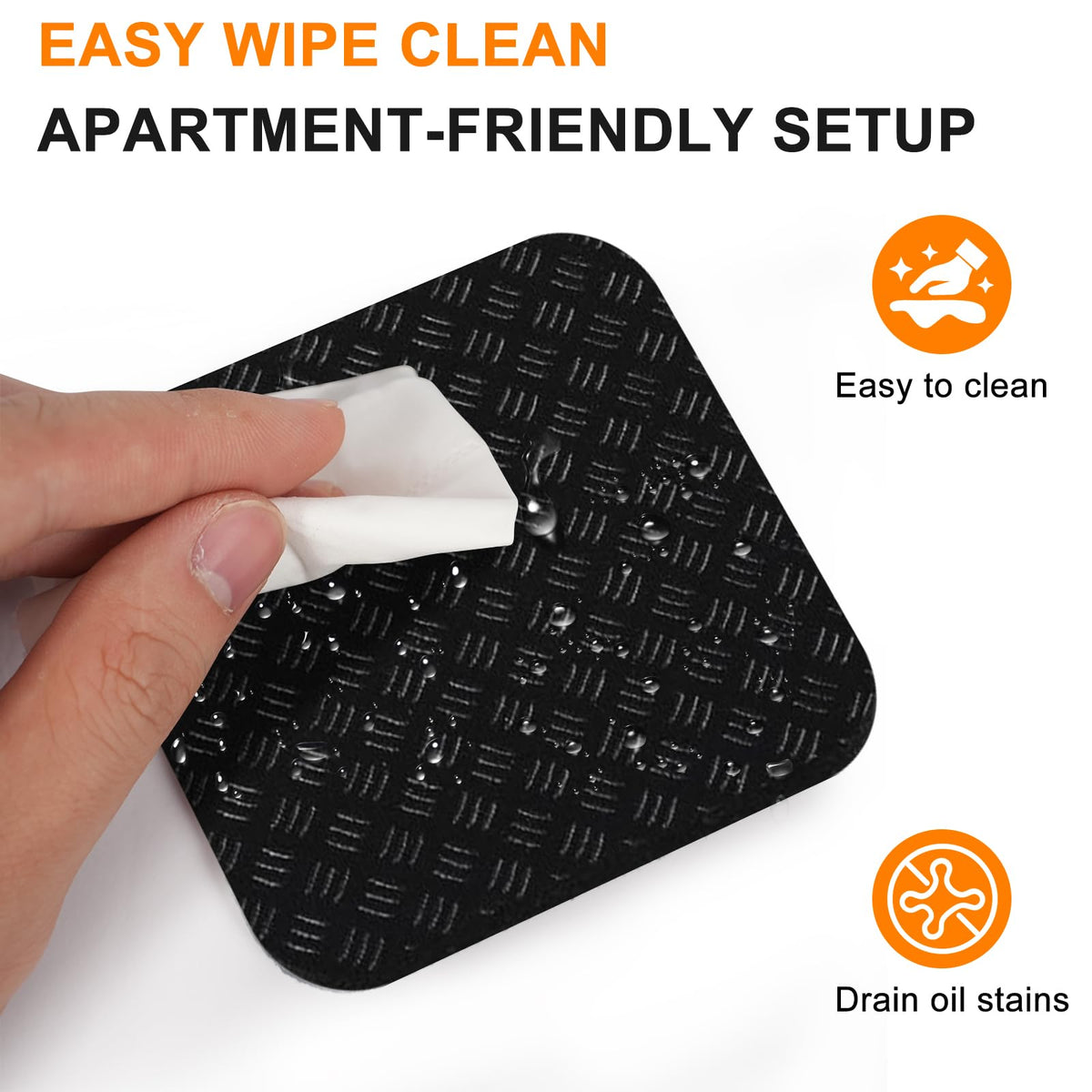 Compact Silicone Treadmill Mat, Non-Slip Shock Absorbing Pad, Floor Protector for Home Gym Equipment, Easy to Clean, Anti-Vibration, Prevents Floor Damage (6, 3.94x3.94x0.2inch)