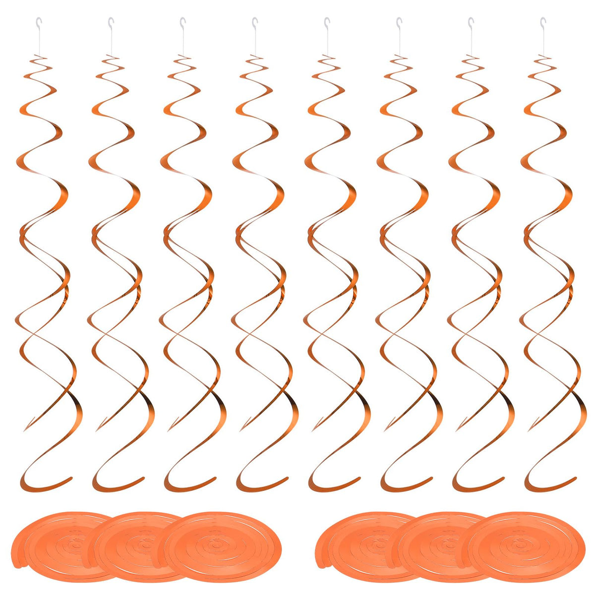 uxcell 42pcs Orange Hanging Swirls Decorations, Plastic Spiral Party Streamers Ceiling Decoration Twin Tails Party Swirls for Birthday Wedding Anniversary Celebration Christmas