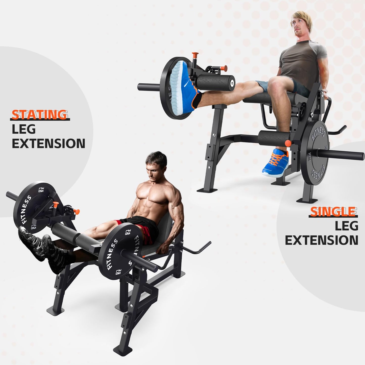 HIKEDIN Leg Press and Curl Machine, Single Leg Extension, Seated Leg Curl, Adjustable Leg Workout Bench, Plate Loaded Home Gym Equipment for Thigh & Hamstring Training, Heavy Duty Steel Frame，Black