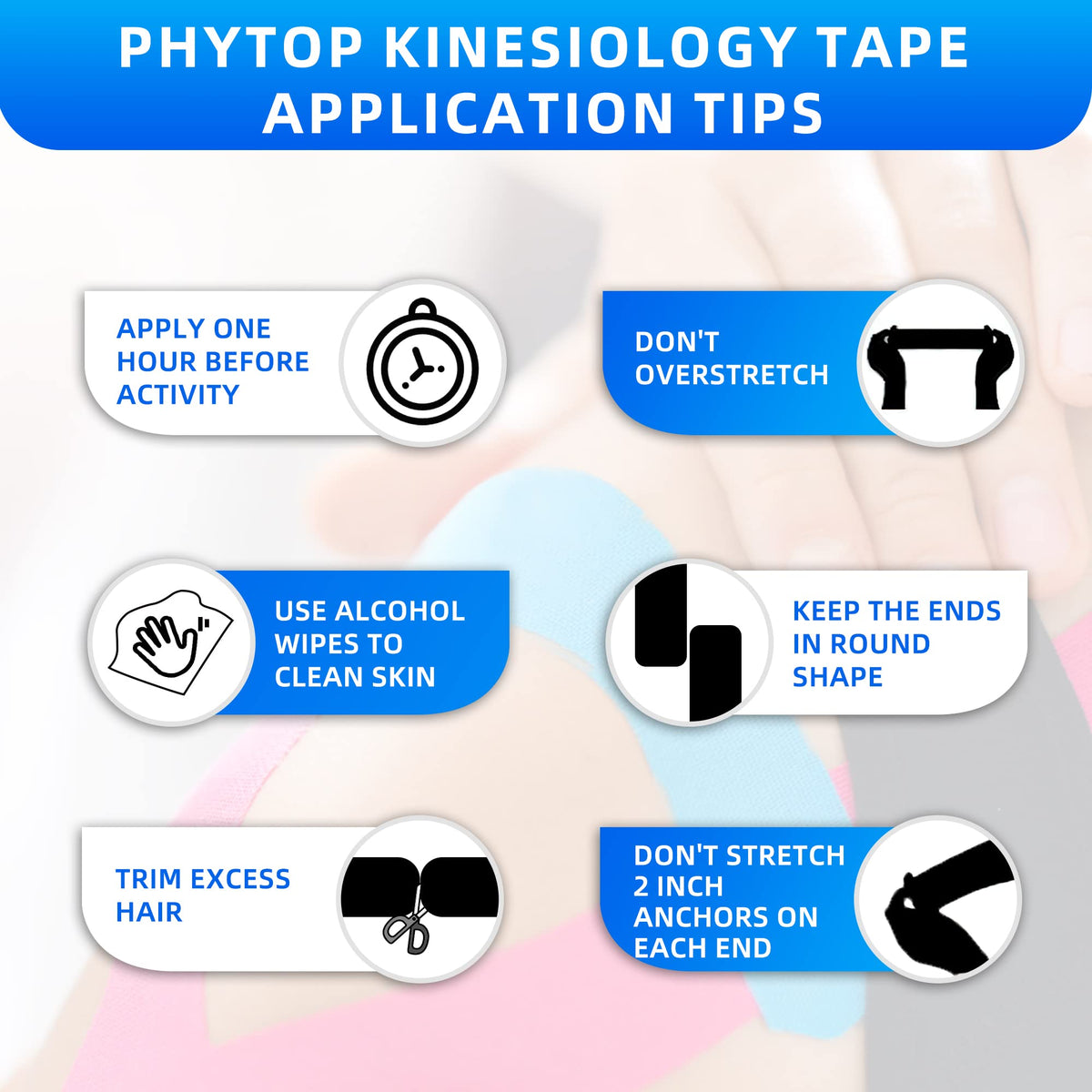 PHYTOP Kinesiology Tape Precut - 115ft (140 Strips) Bulk Roll, Latex-Free & Water-Resistant Athletic Tape - Muscle & Joint Support for Sports, Workouts (Black)