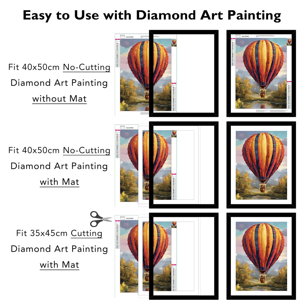 JCJMY 16x20 Picture Frame Black with 14x18 Mat for 40 x 50cm Diamond Art Painting, Display Photo 14x18 with Mat or 16 x 20 Without Mat, Wall Hanging Large Frame with Plexiglass, Black