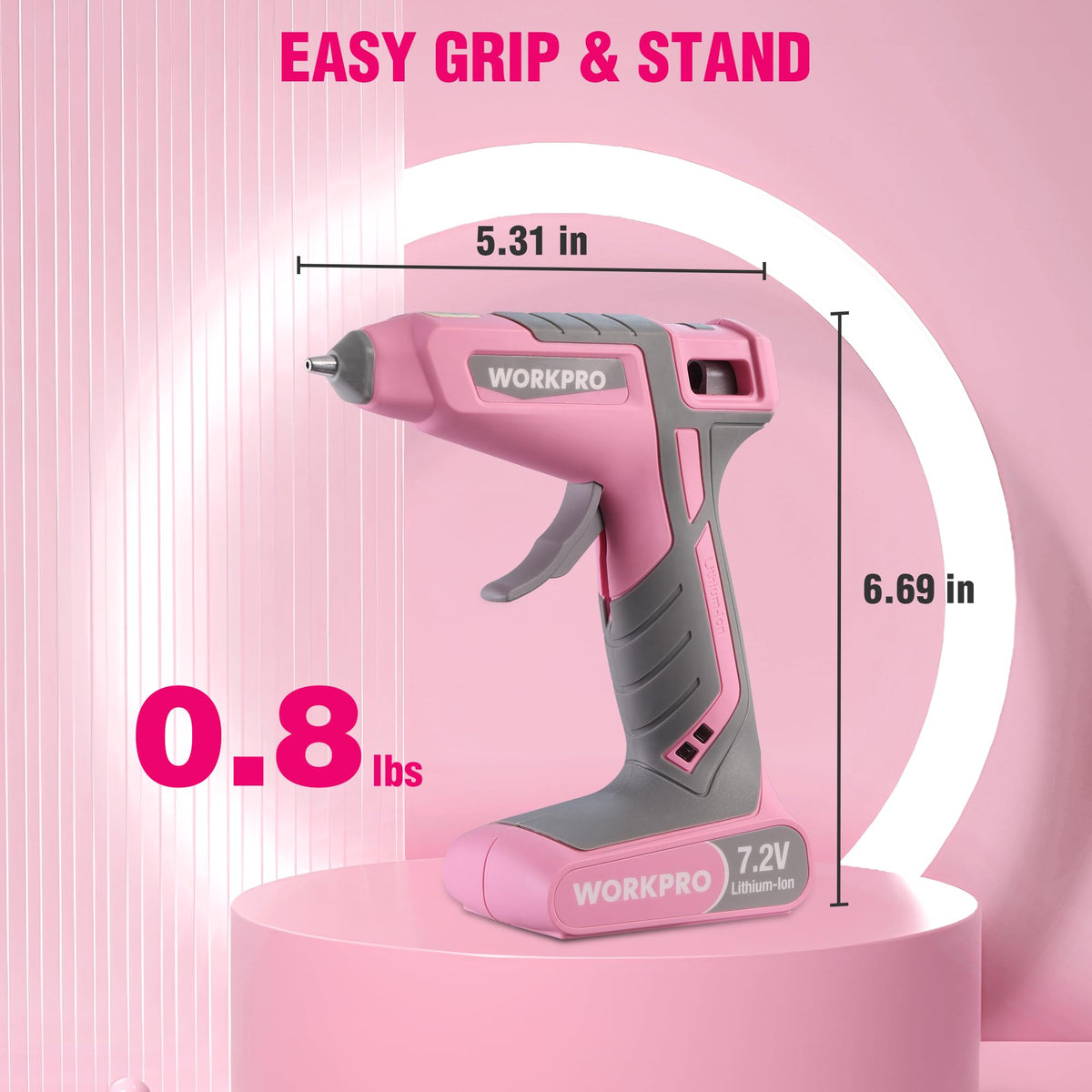 WORKPRO Cordless Hot Glue Gun, 30s Fast Preheating, 7.2V Dual-Temp Glue Gun Kit with 50pcs Glue Gun Sticks, Storage Bag, USB-C Charging Cord, 2600mAh Battery for DIY and Crafting