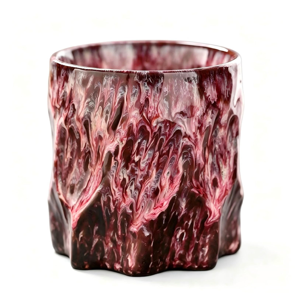 EWCEFIC Handmade Artisan Ceramic Coffee cup,Unique Large Coffee Mug,Microwave Dishwasher Safe,Great Holiday Gift for Him/Her,Perfect Office Desk Essential (Sakura Pink Swirl, 10, Fluid Ounces)
