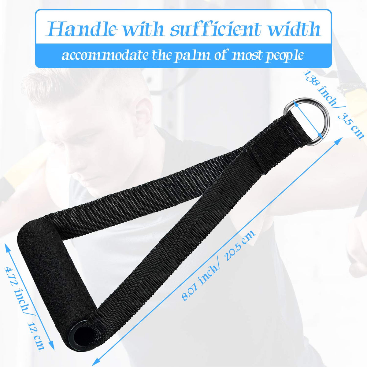 Sumind 8 Pcs Gym Exercise Handles Replacement Cable Machine Attachments for Home Gym Equipment Pulley System Resistance Bands, Strength Trainer, Heavy Duty Workout Handles