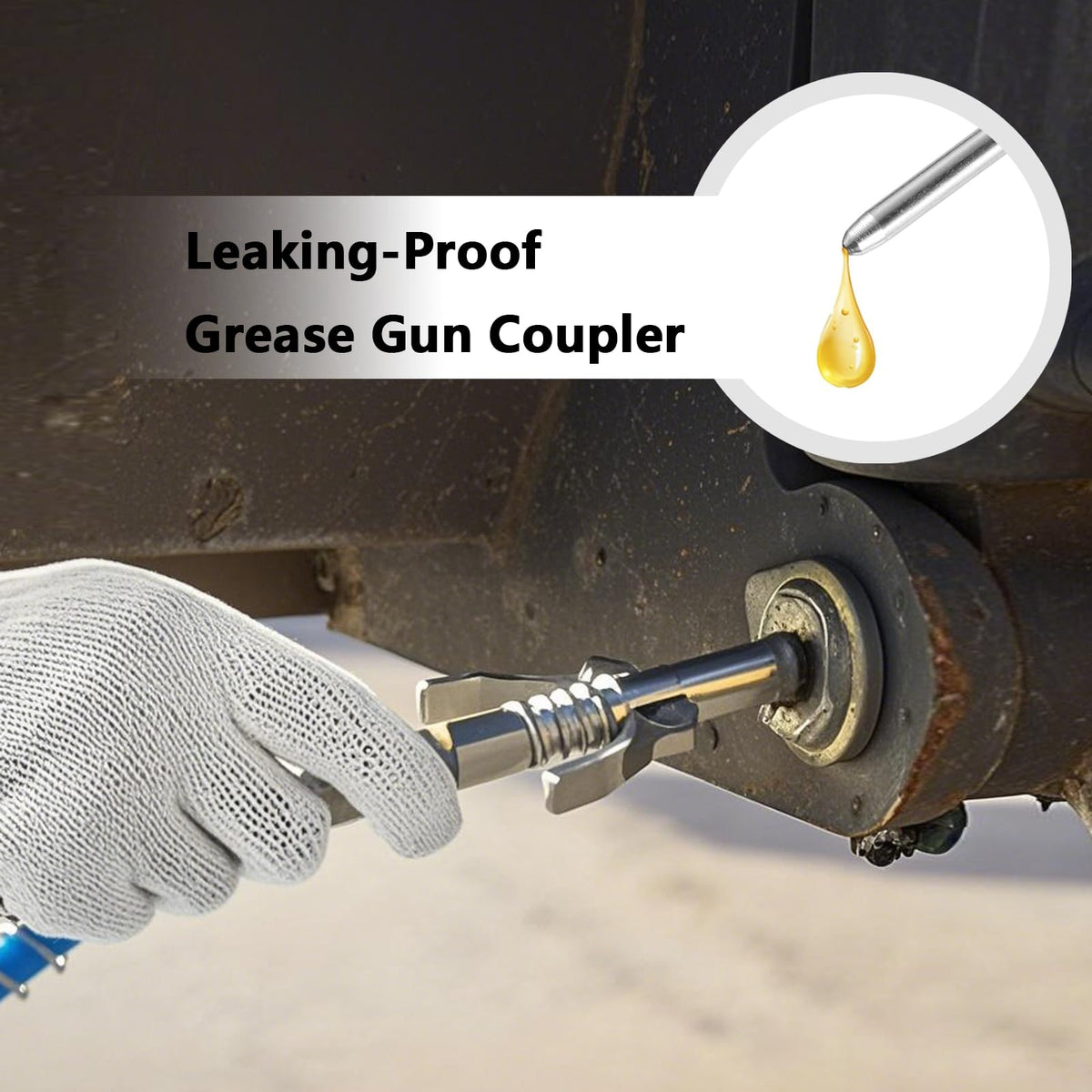 Grease Gun Tips Kit – Grease Gun Needle Nozzles, 12" Flex Hose, Grease Dispenser, Hydraulic Couplers, Rubber Adapter – 12PCS Lubrication Accessories for Automotive, Tractor, Machine Lubrication