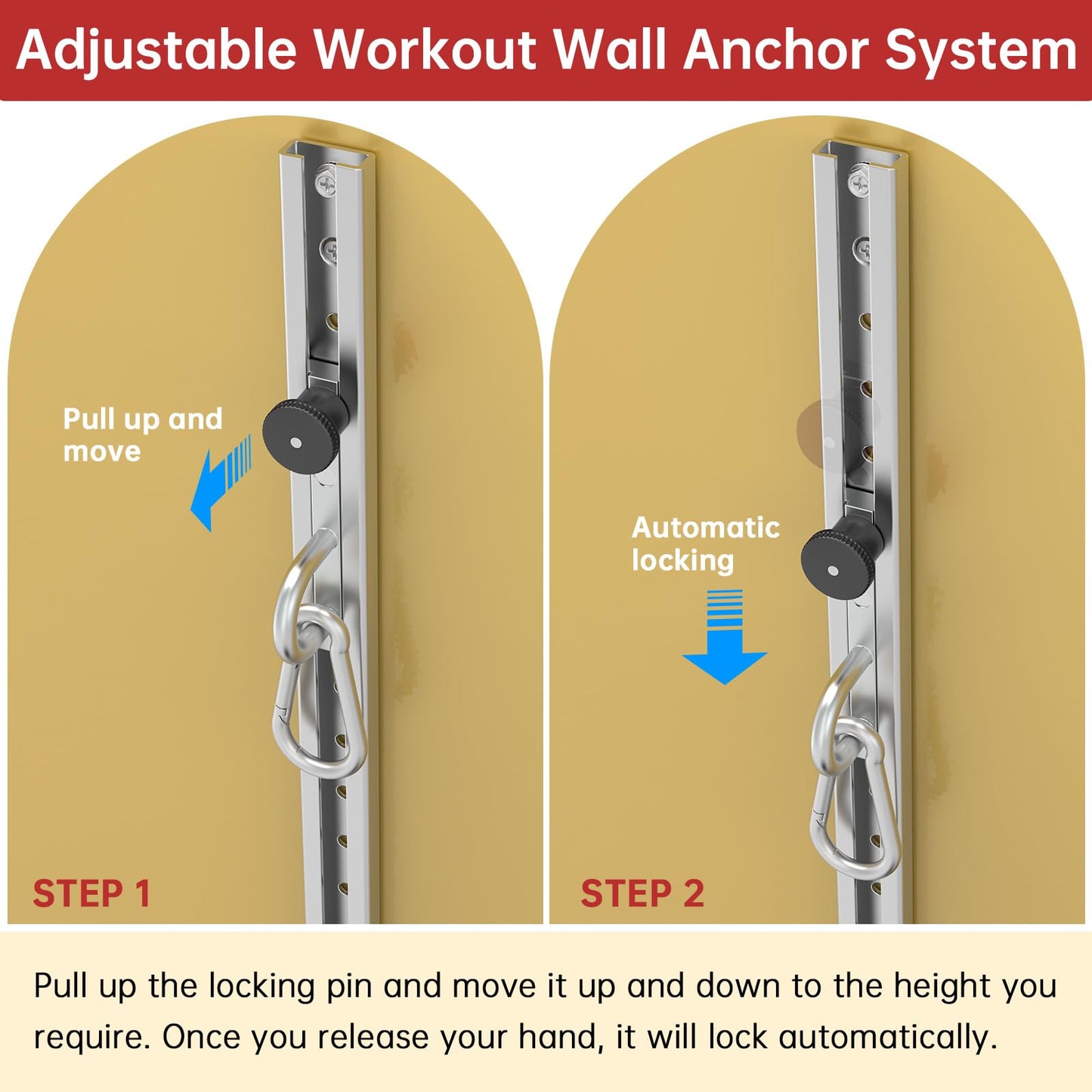 1 PCS Resistance Bands Wall Anchor Exercise Equipment Platform Base(Length 40"),Adjustable Wall-Mounted Anchor Multi-Purpose Fitness System for Complete Full Body Strength Training-Black